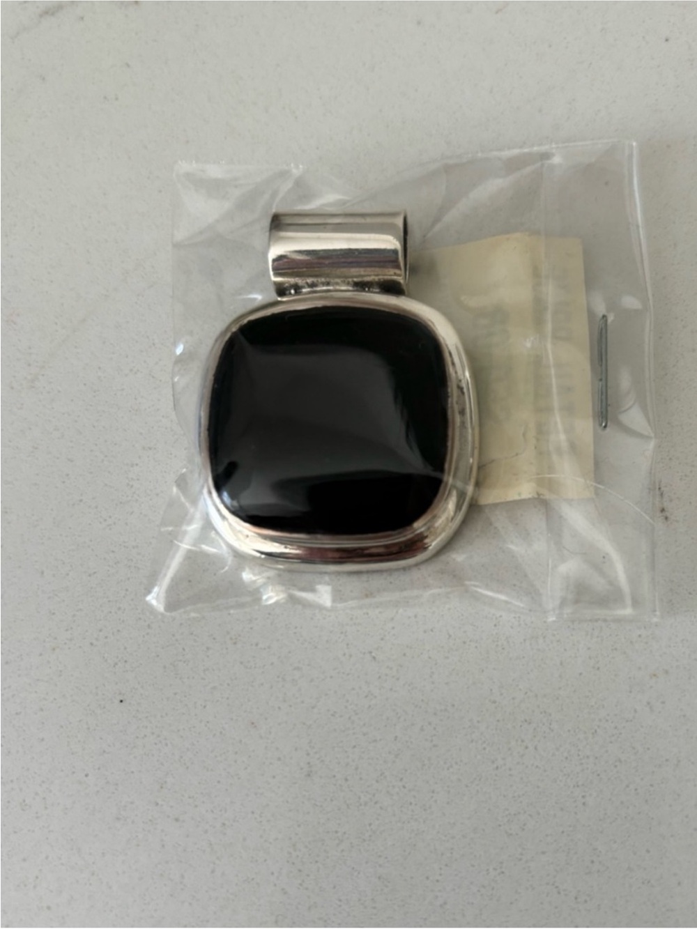Sterling Silver and Black Onyx Pendant NEW SEALED for Necklace Chunky